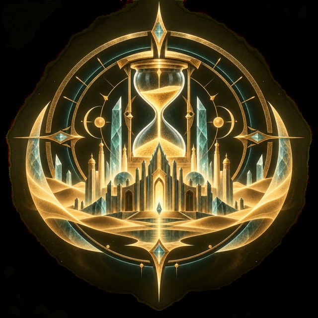 Abstract time and sand emblem for Timeria City